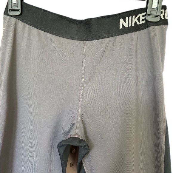 Nike Pants Women L Dri Fit Cropped Running Yoga Joggers Spandex Black Gray - Picture 1 of 12